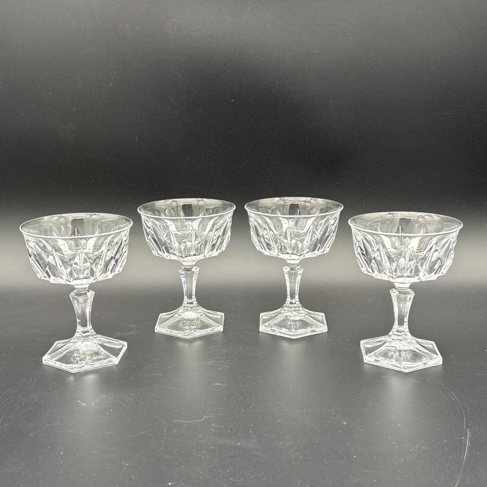 Vintage Cristal d'Arques Chaumont Crystal Champagne Coupe Glasses